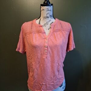 Knox Rose Coral Button-Front Blouse